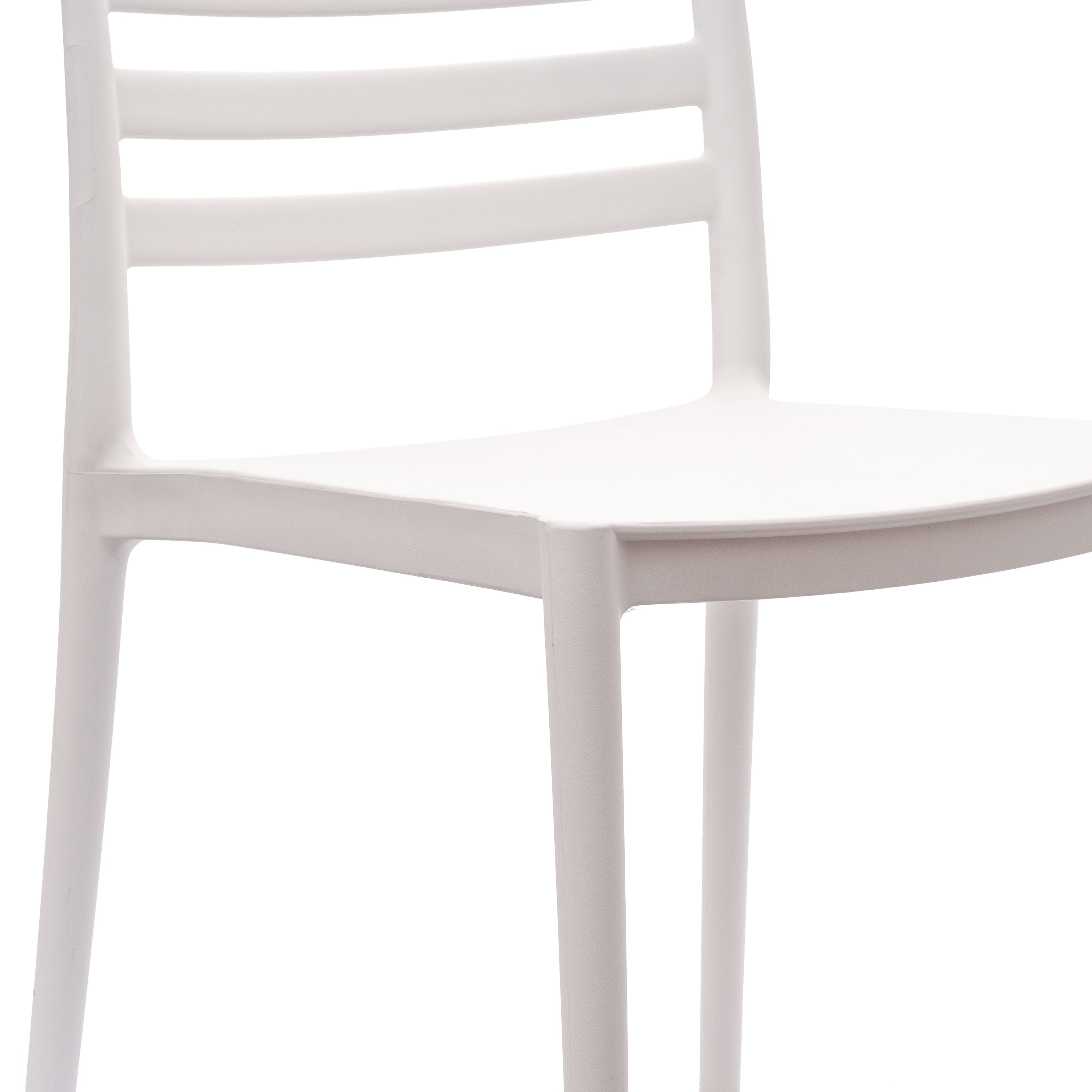 Bridgeport Indoor-Outdoor Stacking Patio Chair with Slatted Backrest, Commercial All-Weather Resin Chair in White