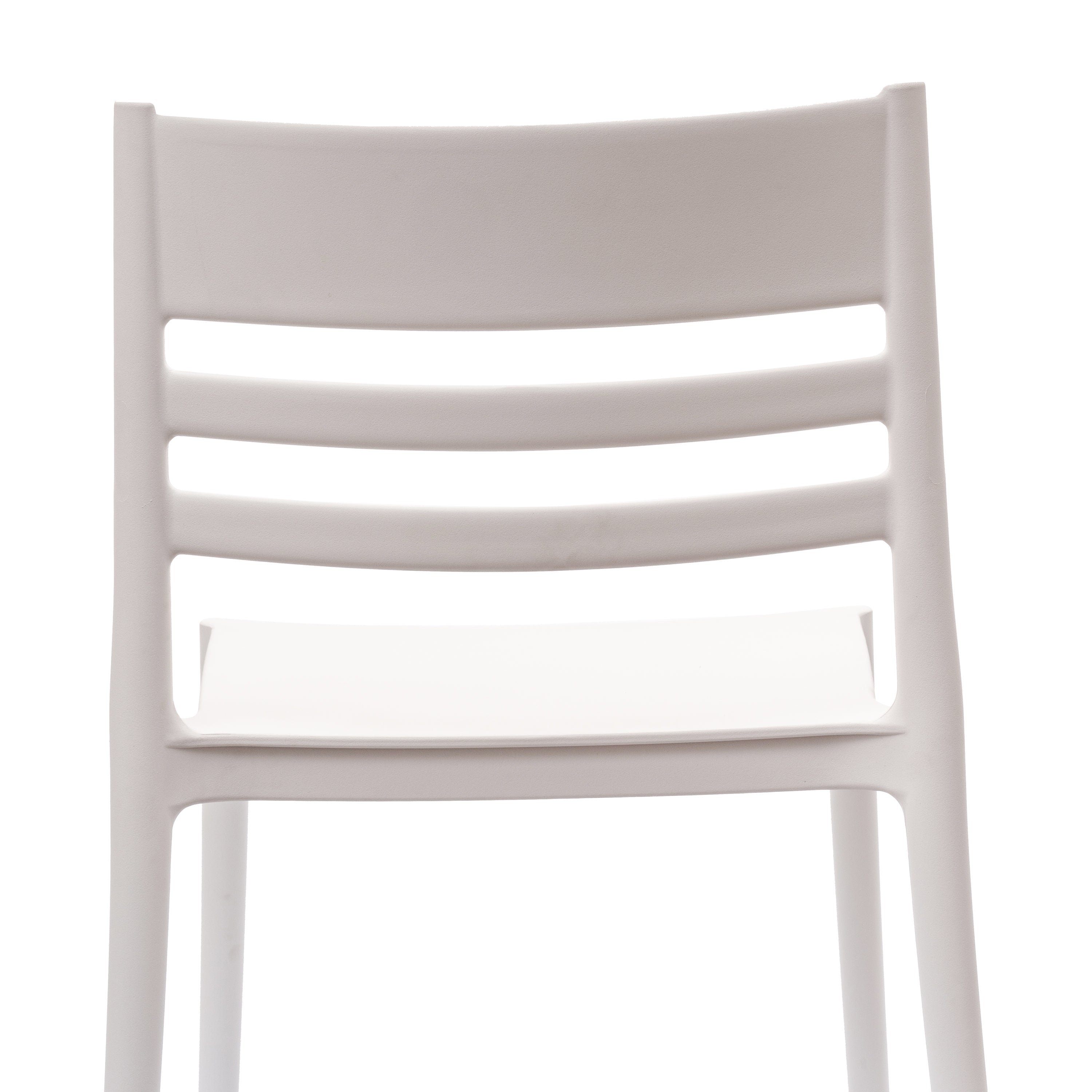 Bridgeport Indoor-Outdoor Stacking Patio Chair with Slatted Backrest, Commercial All-Weather Resin Chair in White