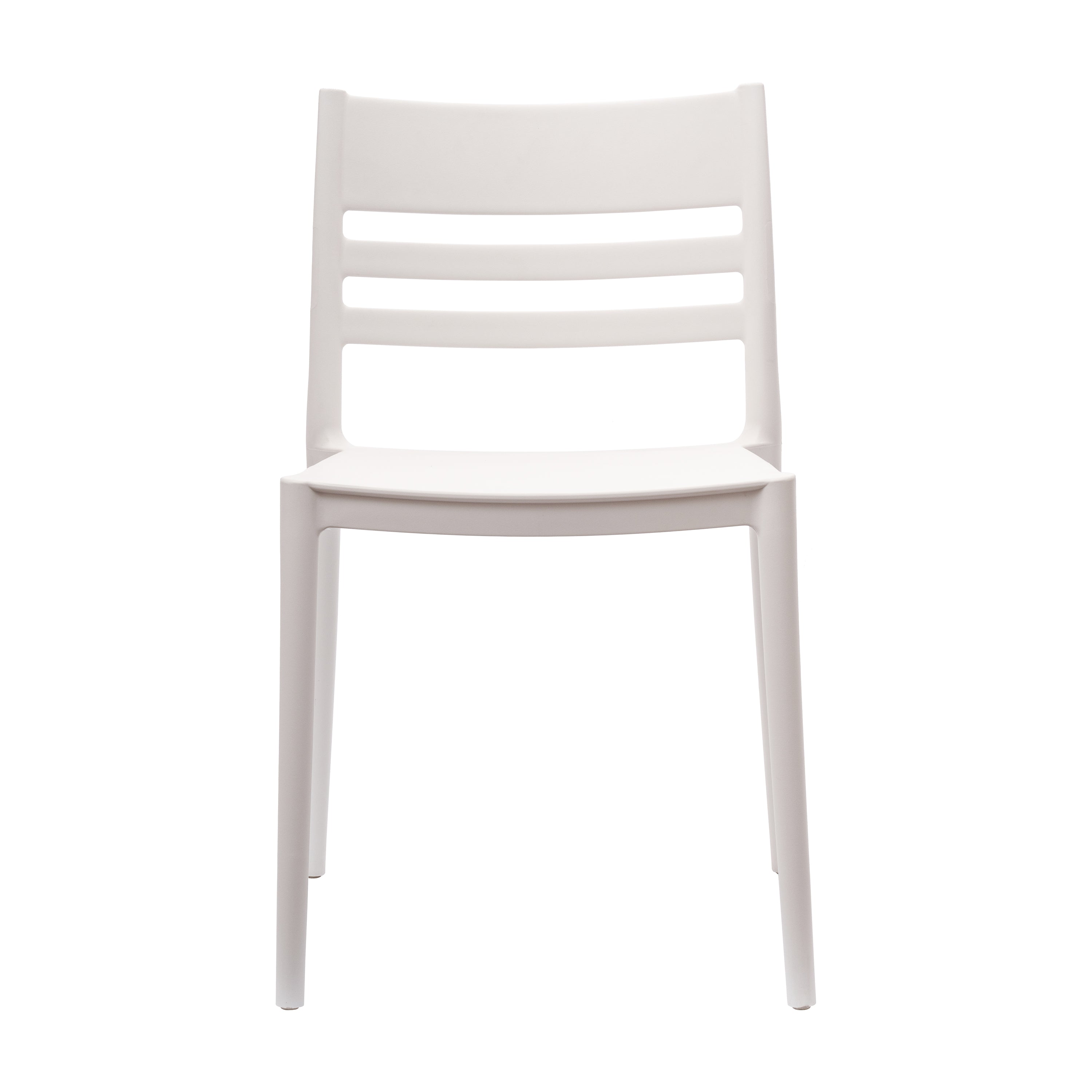 Bridgeport Indoor-Outdoor Stacking Patio Chair with Slatted Backrest, Commercial All-Weather Resin Chair in White