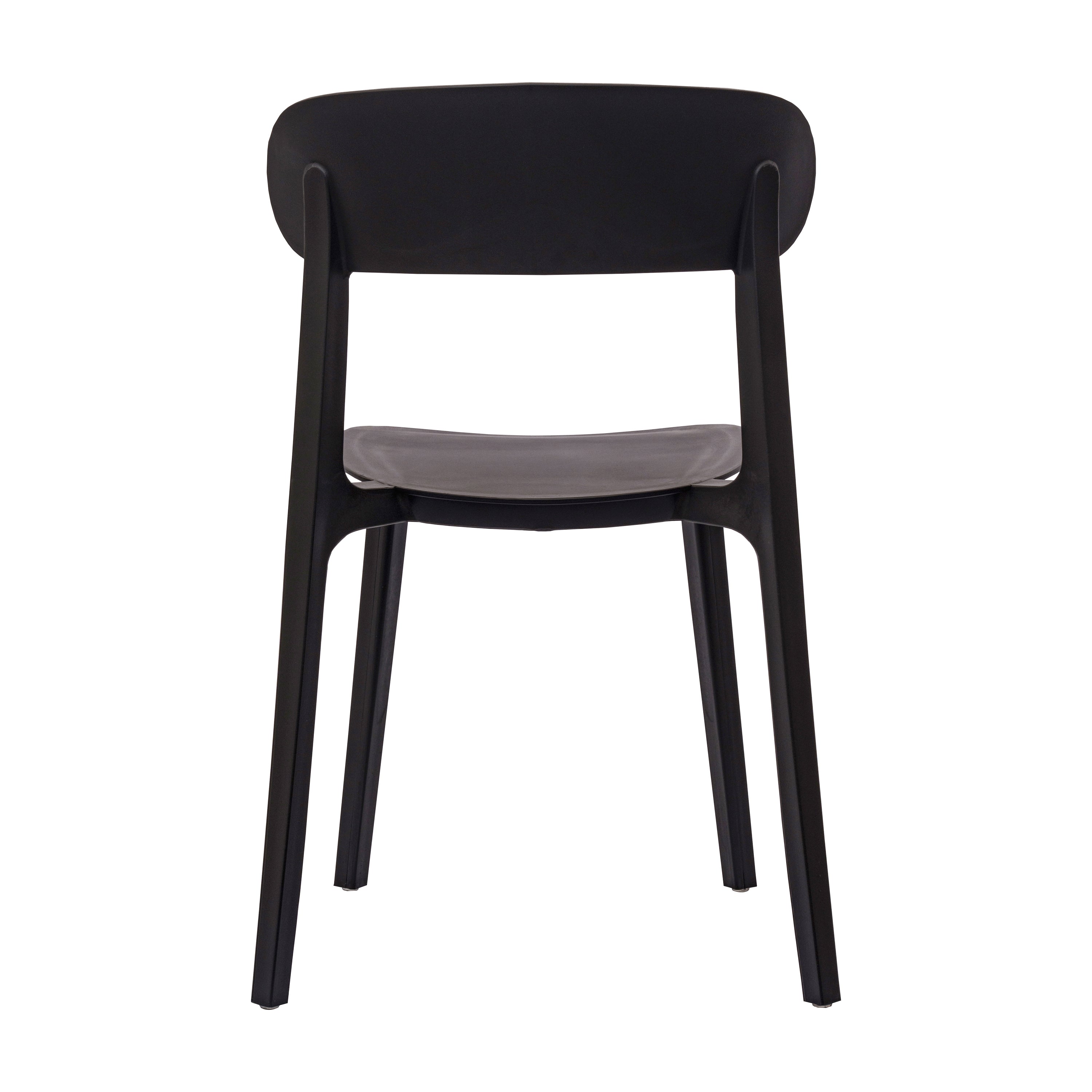 Dover Indoor-Outdoor Stacking Patio Chair with Curved Backrest, Commercial All-Weather Resin Chair in Black