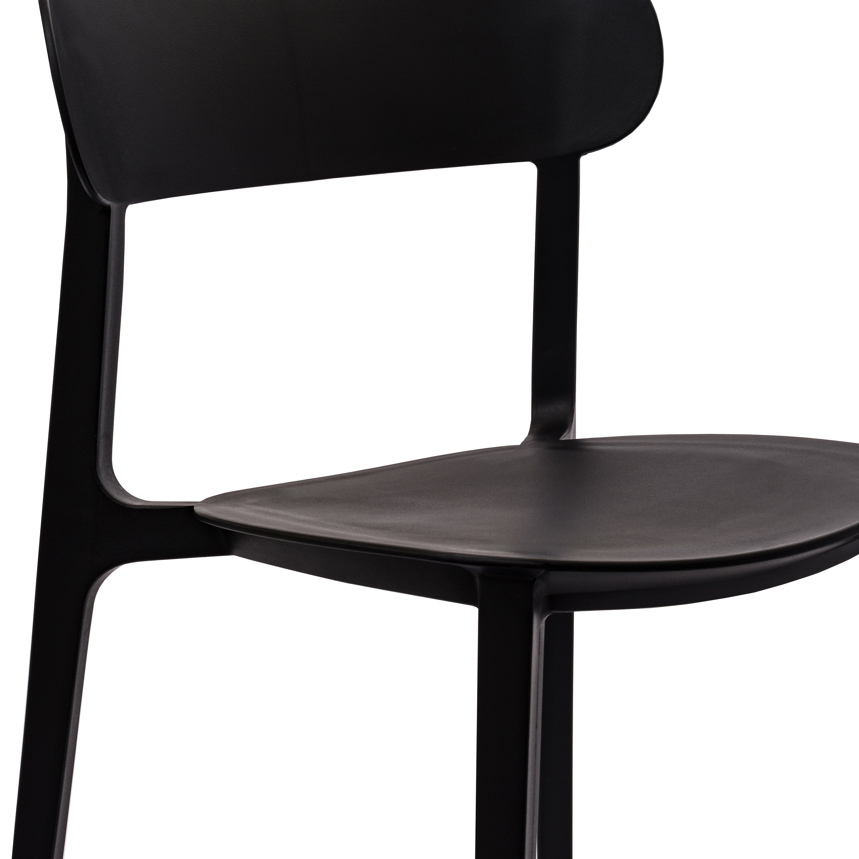 Dover Indoor-Outdoor Stacking Patio Chair with Curved Backrest, Commercial All-Weather Resin Chair in Black