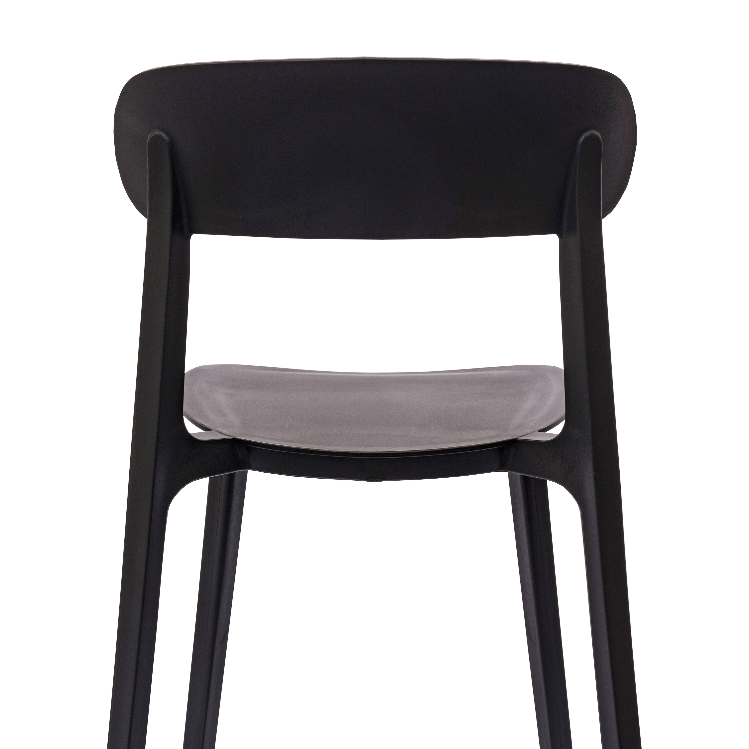 Dover Indoor-Outdoor Stacking Patio Chair with Curved Backrest, Commercial All-Weather Resin Chair in Black