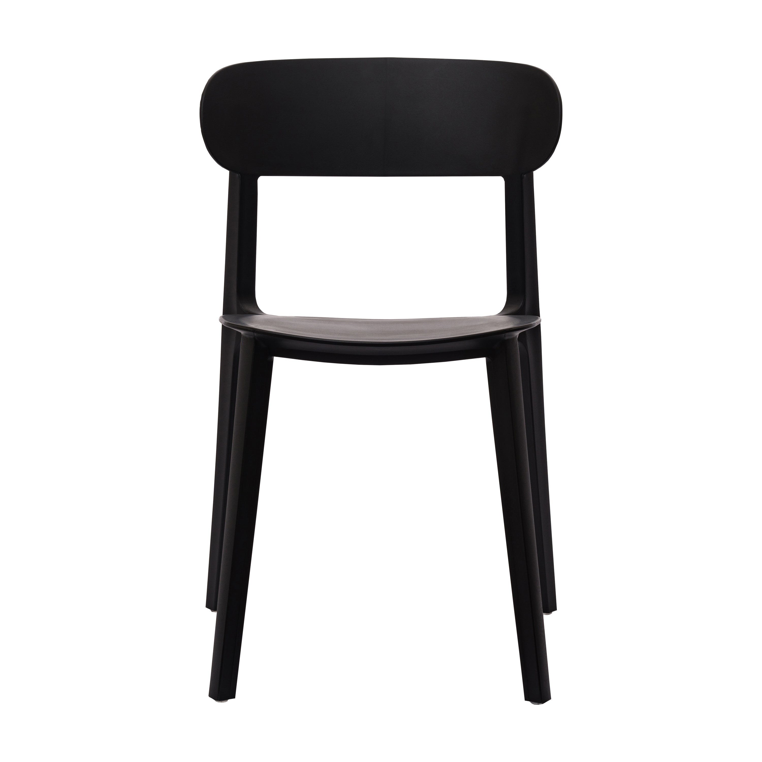 Dover Indoor-Outdoor Stacking Patio Chair with Curved Backrest, Commercial All-Weather Resin Chair in Black