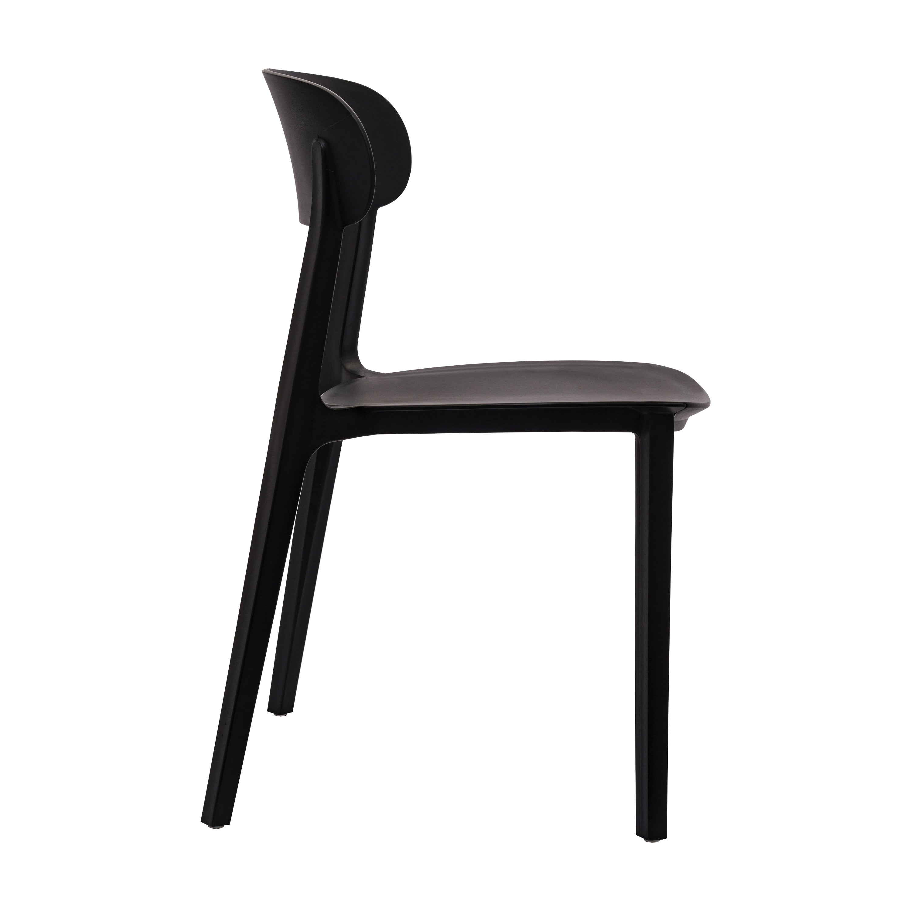 Dover Indoor-Outdoor Stacking Patio Chair with Curved Backrest, Commercial All-Weather Resin Chair in Black