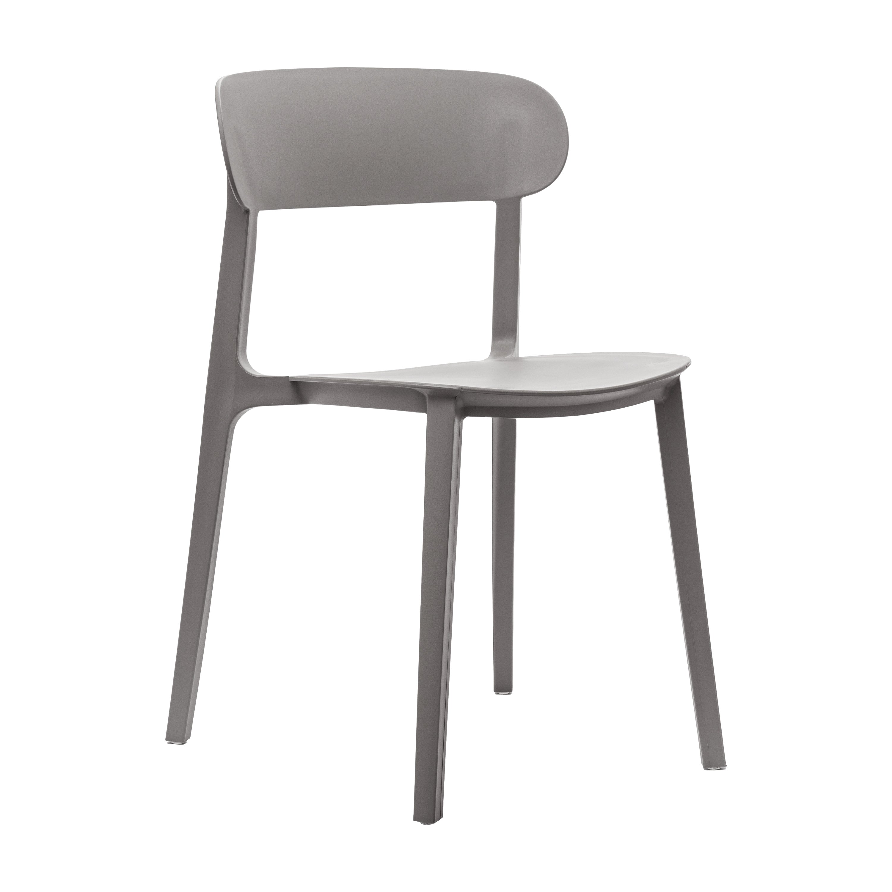 Dover Indoor-Outdoor Stacking Patio Chair with Curved Backrest, Commercial All-Weather Resin Chair in Gray