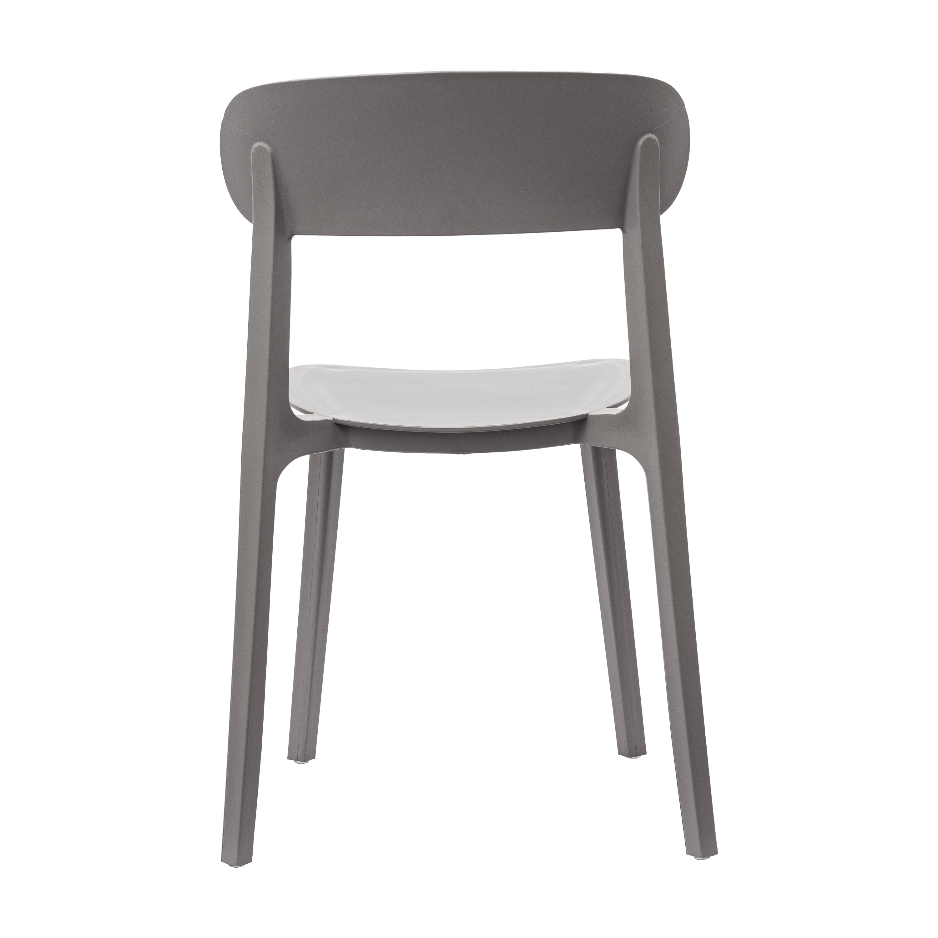 Dover Indoor-Outdoor Stacking Patio Chair with Curved Backrest, Commercial All-Weather Resin Chair in Gray
