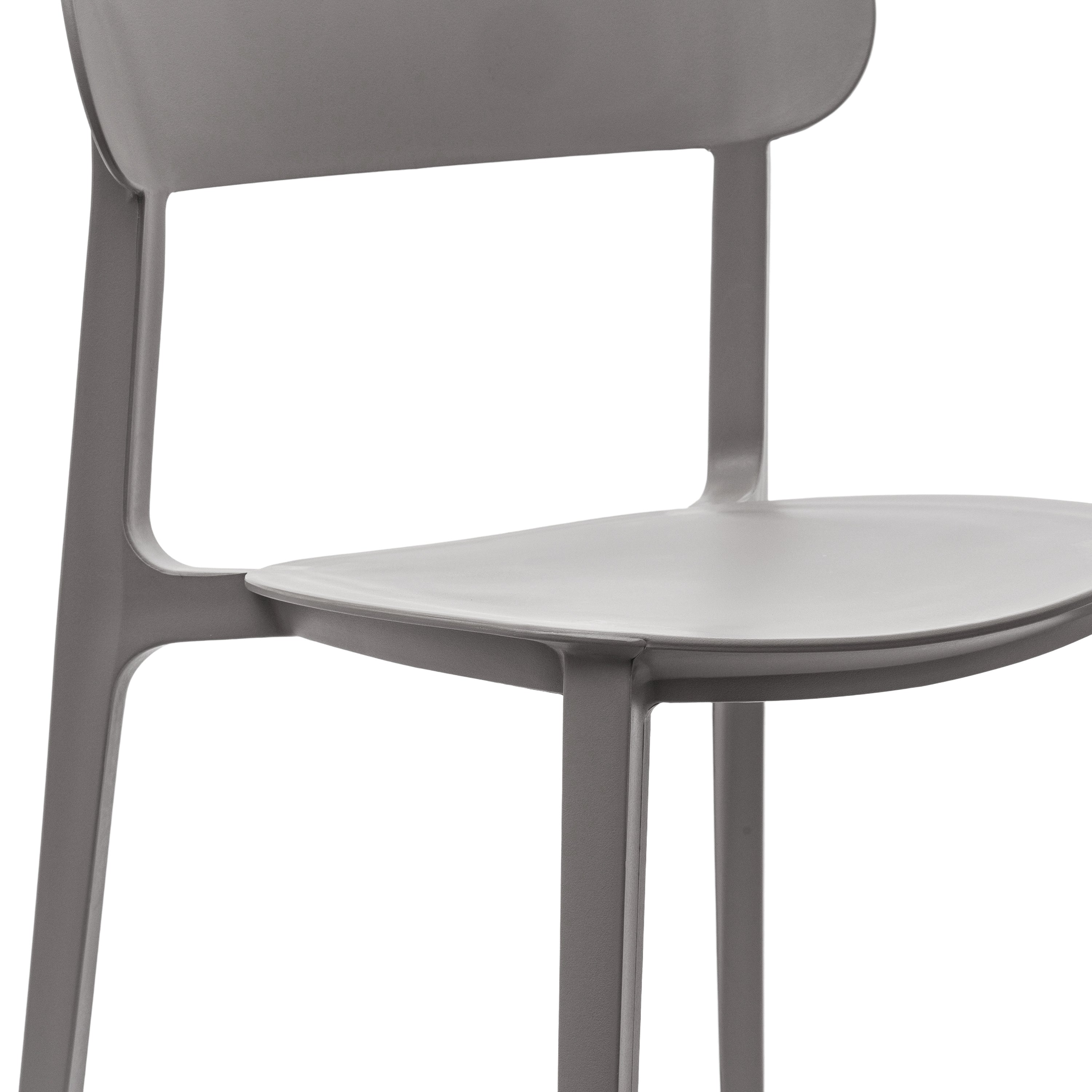 Dover Indoor-Outdoor Stacking Patio Chair with Curved Backrest, Commercial All-Weather Resin Chair in Gray