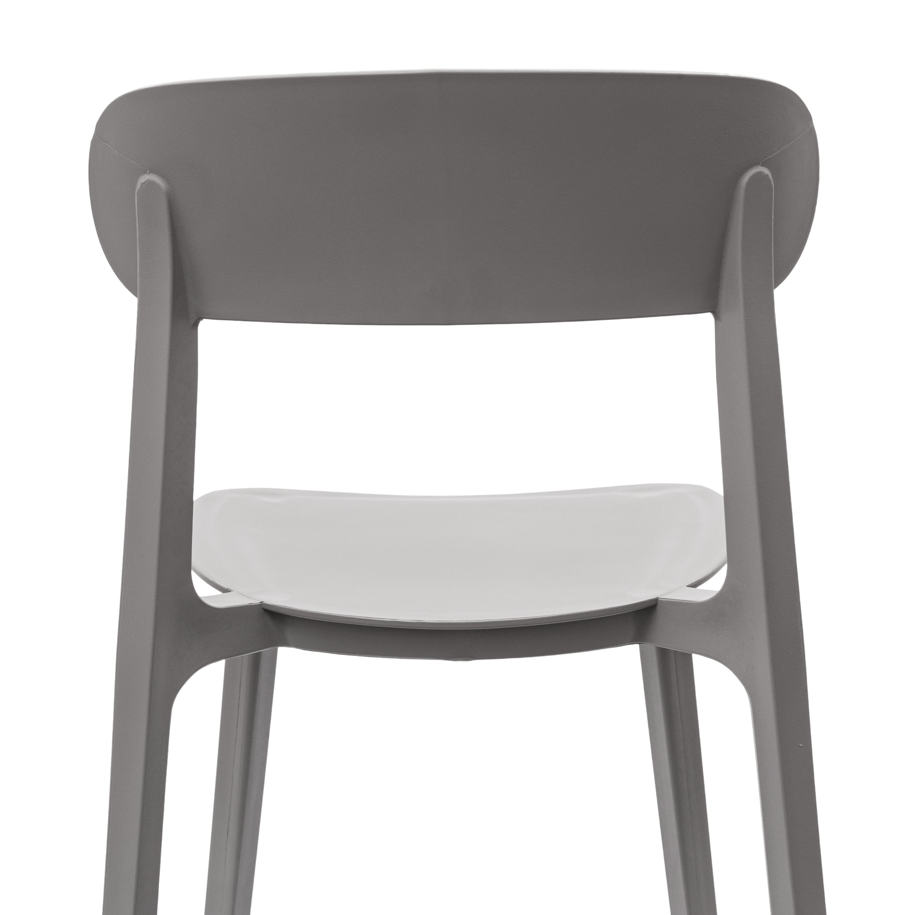 Dover Indoor-Outdoor Stacking Patio Chair with Curved Backrest, Commercial All-Weather Resin Chair in Gray