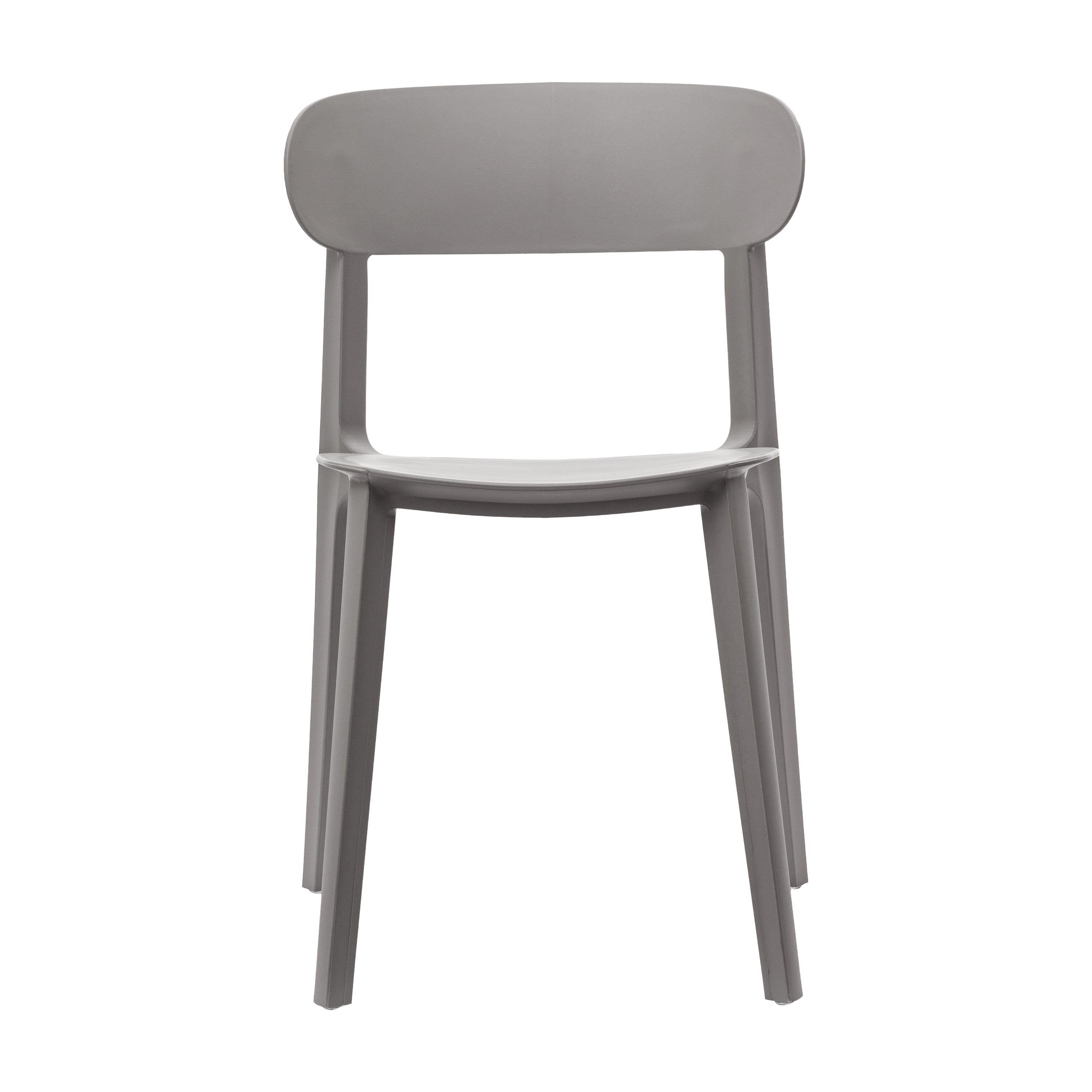 Dover Indoor-Outdoor Stacking Patio Chair with Curved Backrest, Commercial All-Weather Resin Chair in Gray