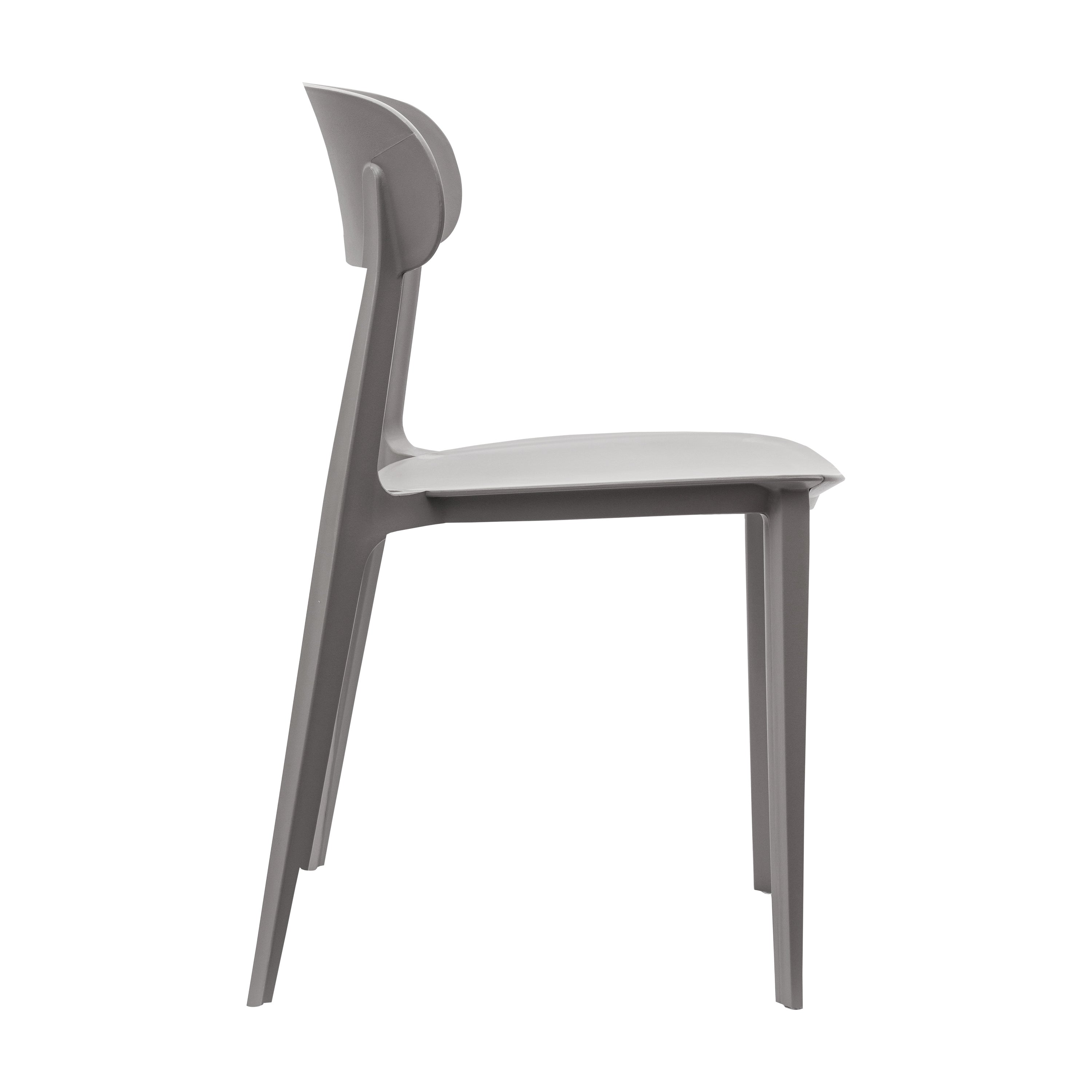 Dover Indoor-Outdoor Stacking Patio Chair with Curved Backrest, Commercial All-Weather Resin Chair in Gray