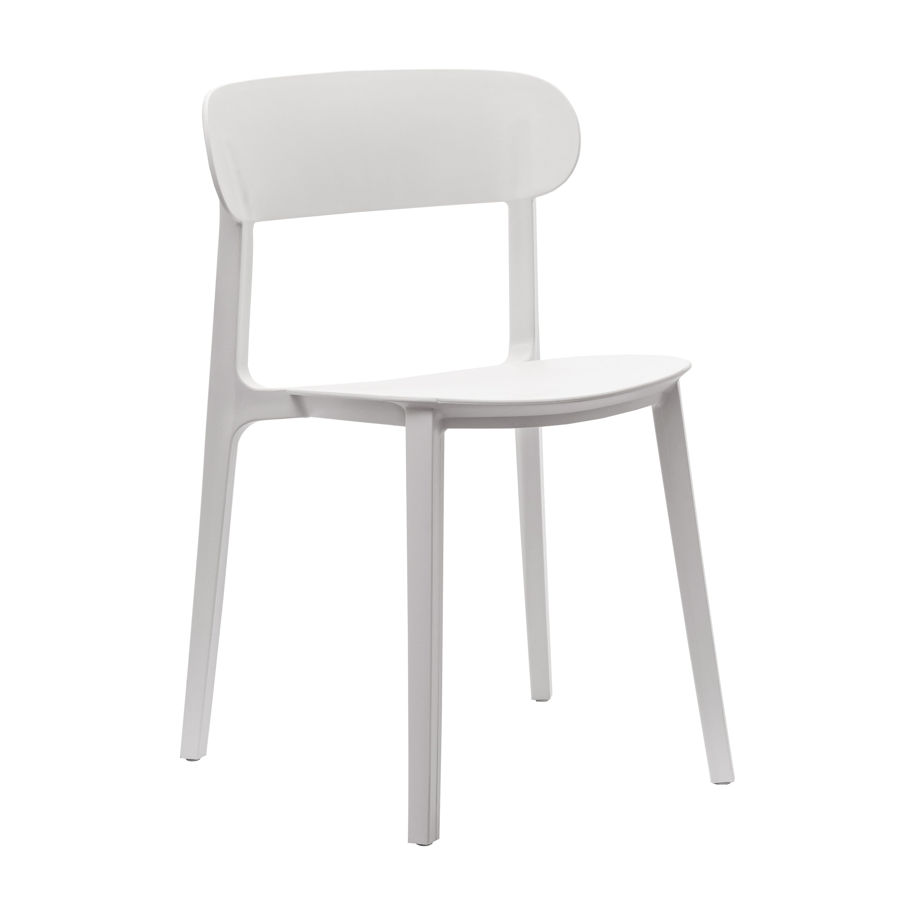 Dover Indoor-Outdoor Stacking Patio Chair with Curved Backrest, Commercial All-Weather Resin Chair in White