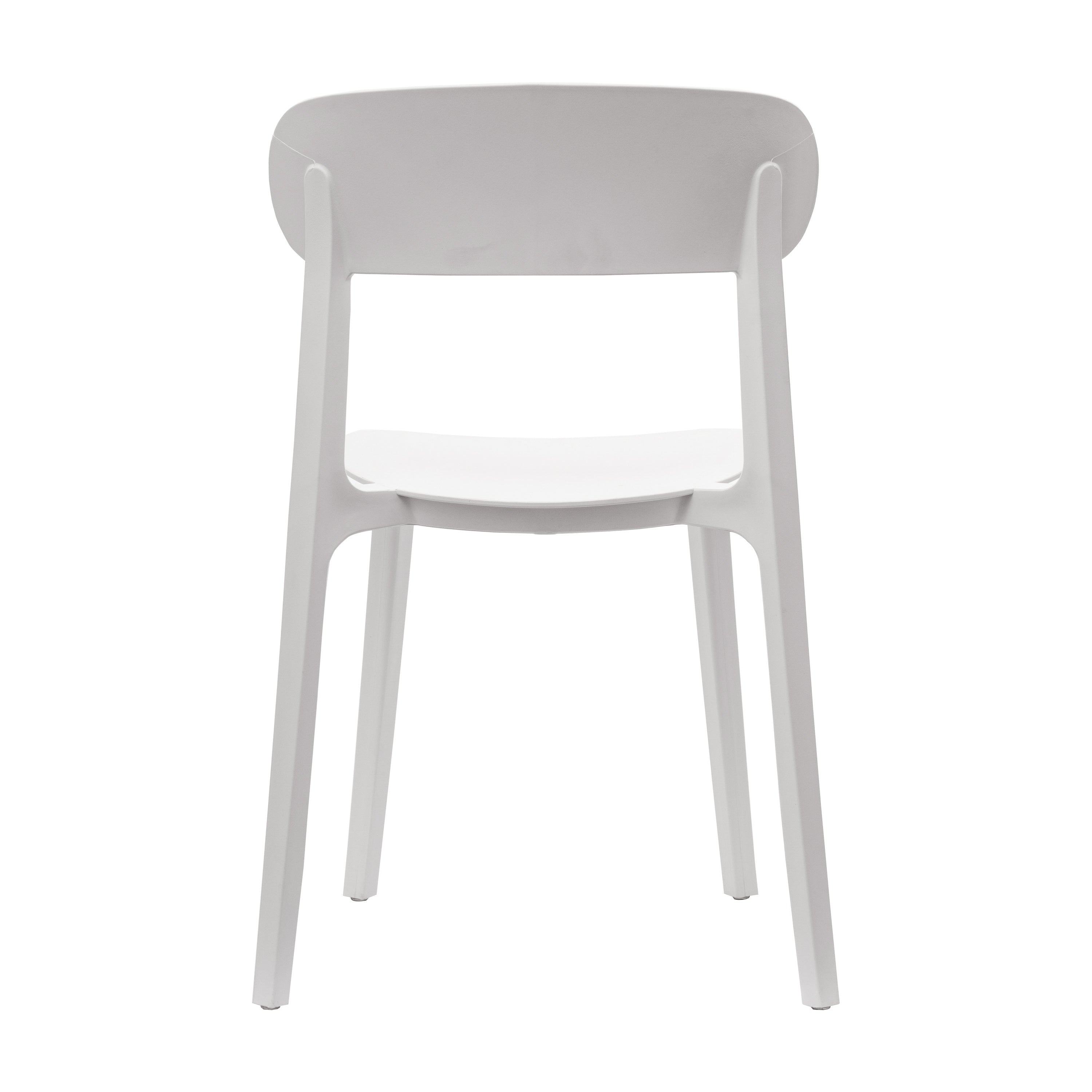 Dover Indoor-Outdoor Stacking Patio Chair with Curved Backrest, Commercial All-Weather Resin Chair in White