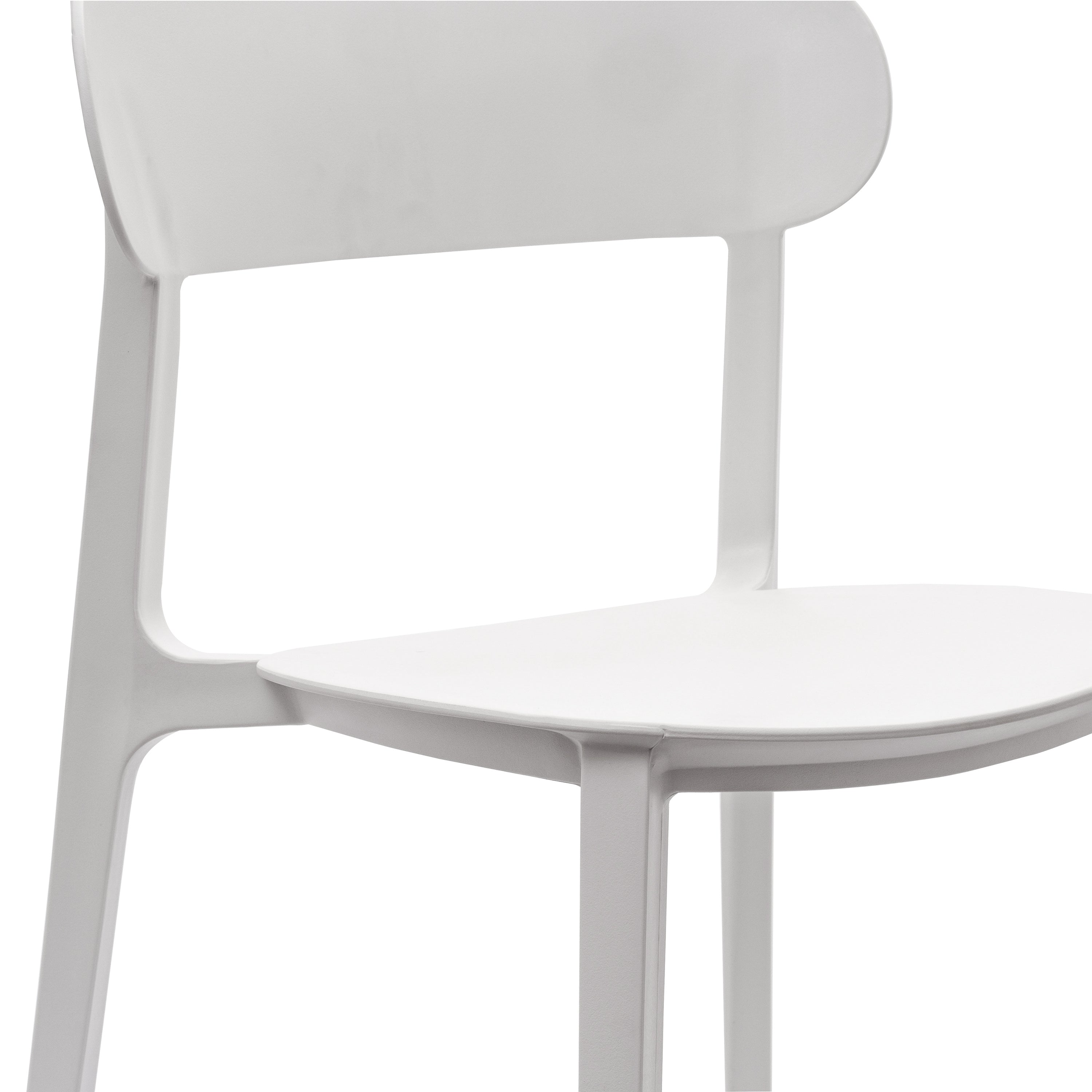 Dover Indoor-Outdoor Stacking Patio Chair with Curved Backrest, Commercial All-Weather Resin Chair in White