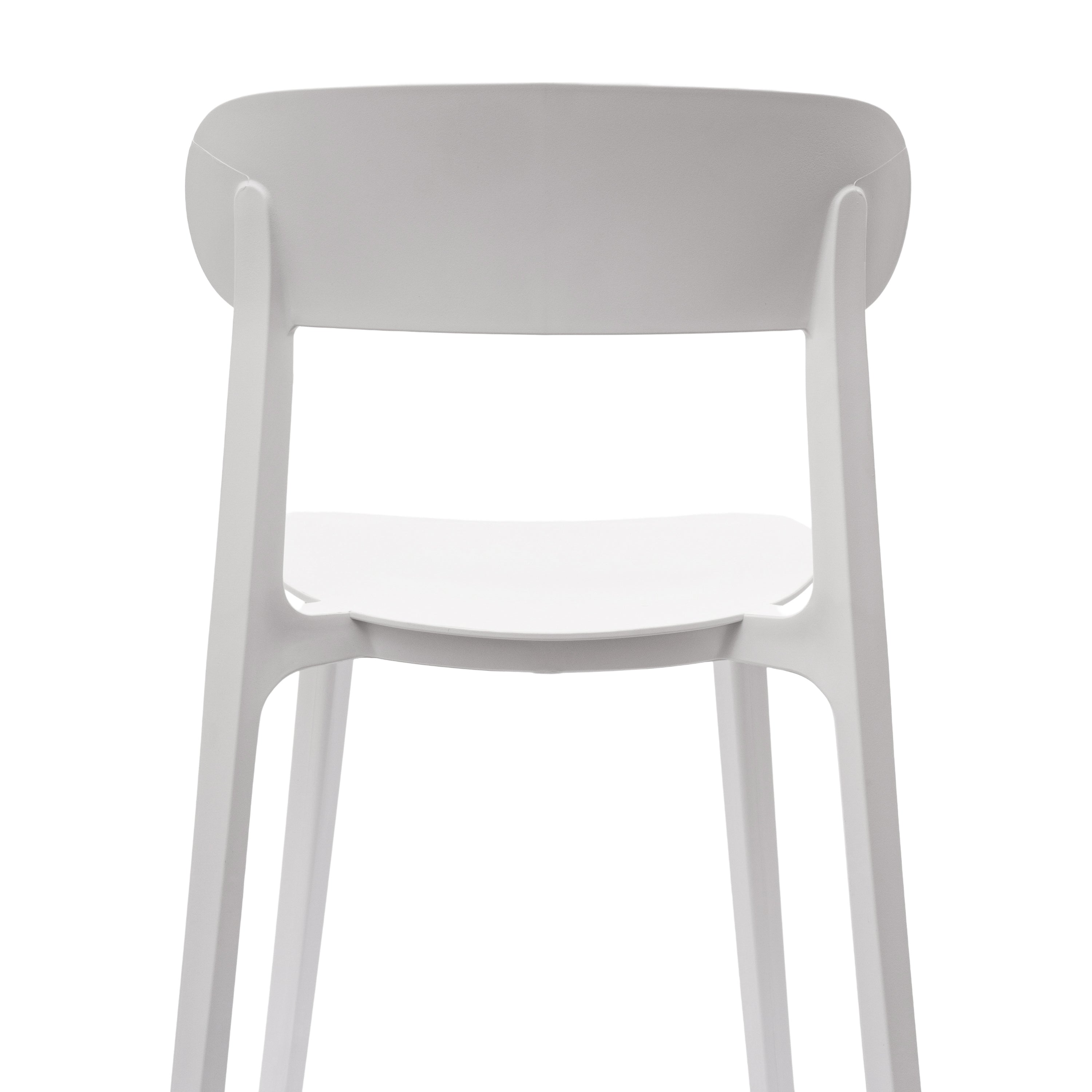 Dover Indoor-Outdoor Stacking Patio Chair with Curved Backrest, Commercial All-Weather Resin Chair in White
