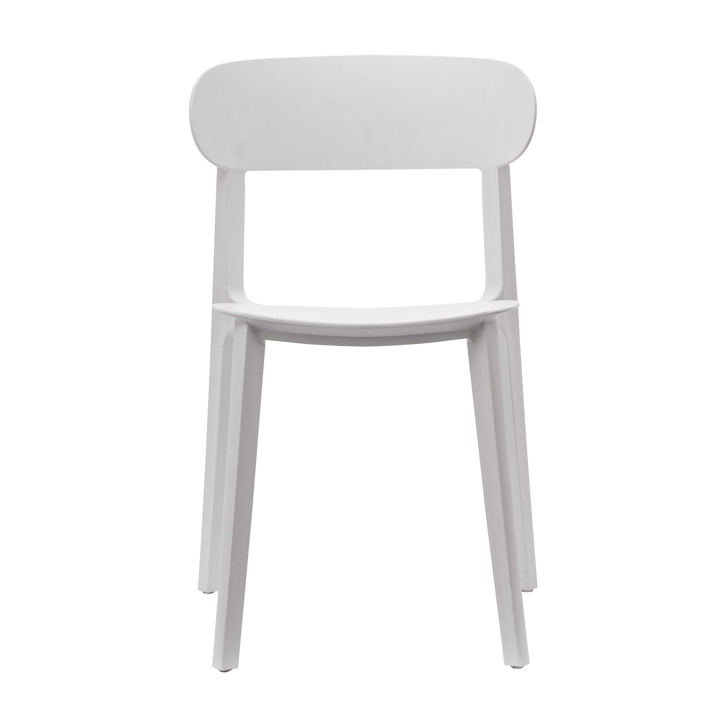 Dover Indoor-Outdoor Stacking Patio Chair with Curved Backrest, Commercial All-Weather Resin Chair in White