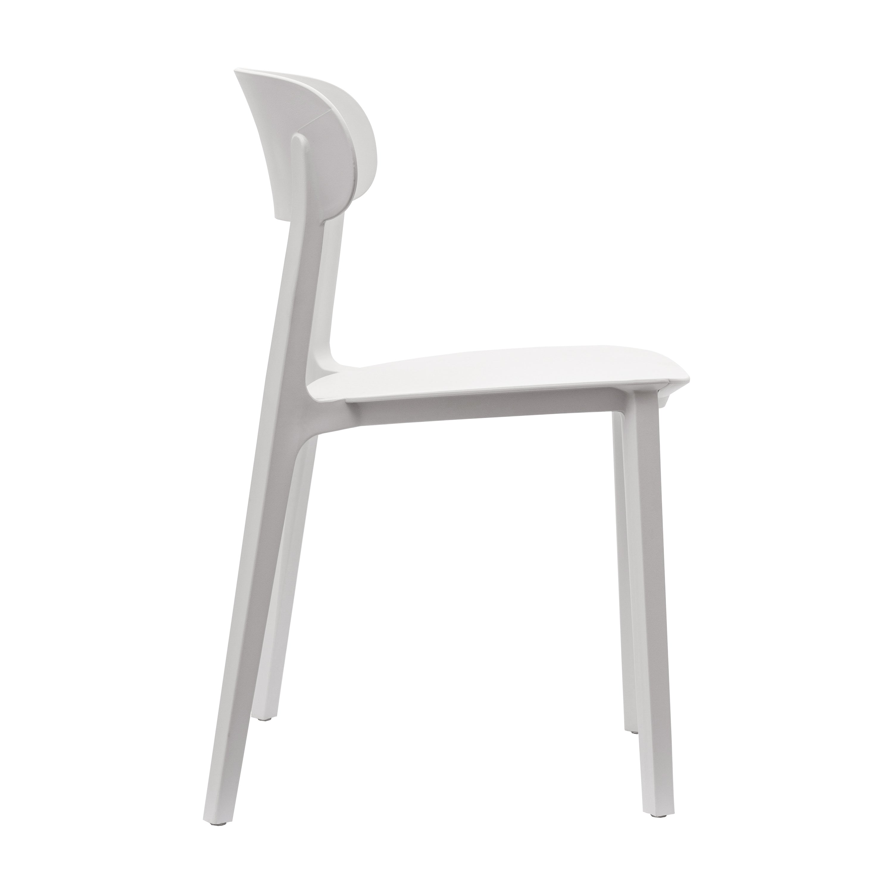 Dover Indoor-Outdoor Stacking Patio Chair with Curved Backrest, Commercial All-Weather Resin Chair in White