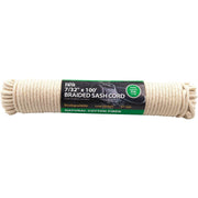 7/32 In. x 100 Ft. White Solid Braided Cotton Sash Cord