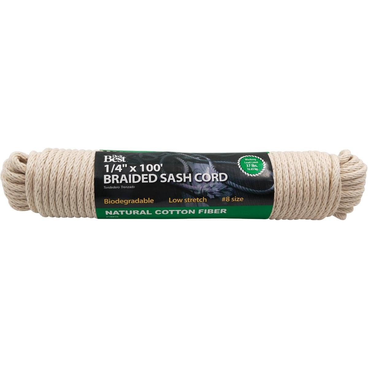 1/4 In. x 100 Ft. White Solid Braided Cotton Sash Cord