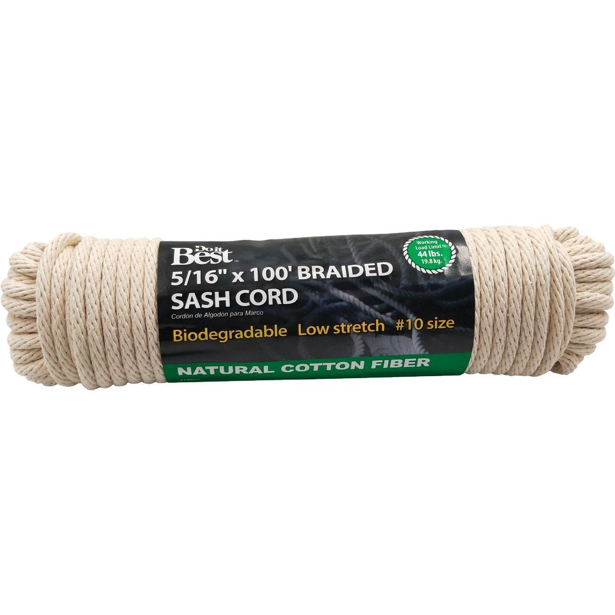 5/16 In. x 100 Ft. White Solid Braided Cotton Sash Cord