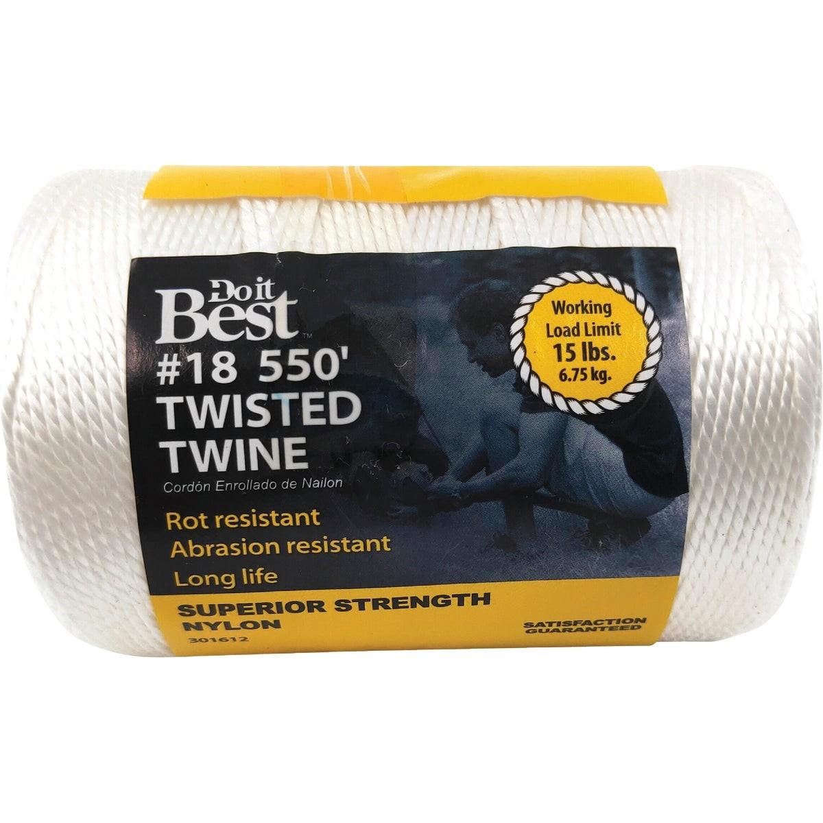 #18 x 550 Ft. White Nylon Twisted Twine