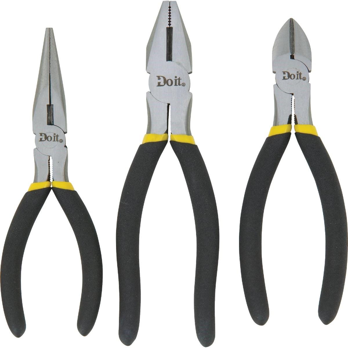 6 In. Long Nose, 6 In. Diagonal and 7 In. Linesman Plier Set (3-Piece)