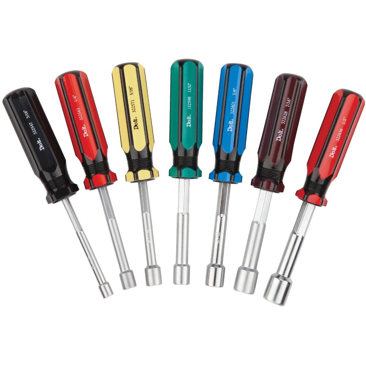 Standard 3 In. Solid Shaft Nut Driver Set, 7-Piece