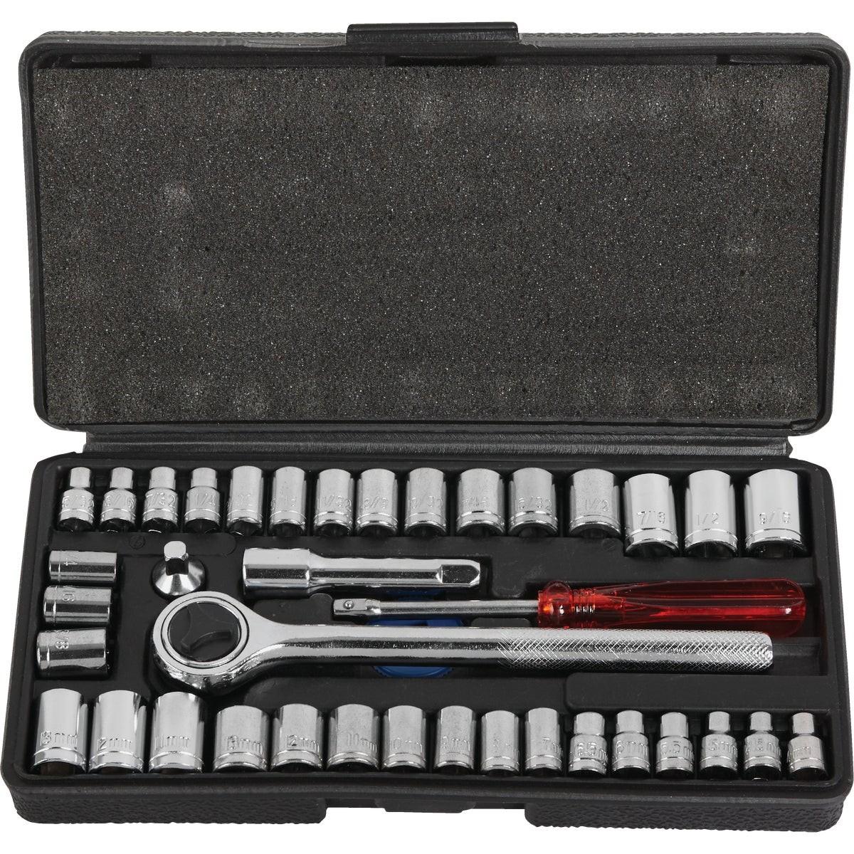 Standard/Metric 1/4 In. and 3/8 In. Drive Combination Ratchet & Socket Set (40-Piece)