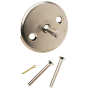 Two-Hole Brushed Nickel Bath Drain Face Plate with Trip Lever