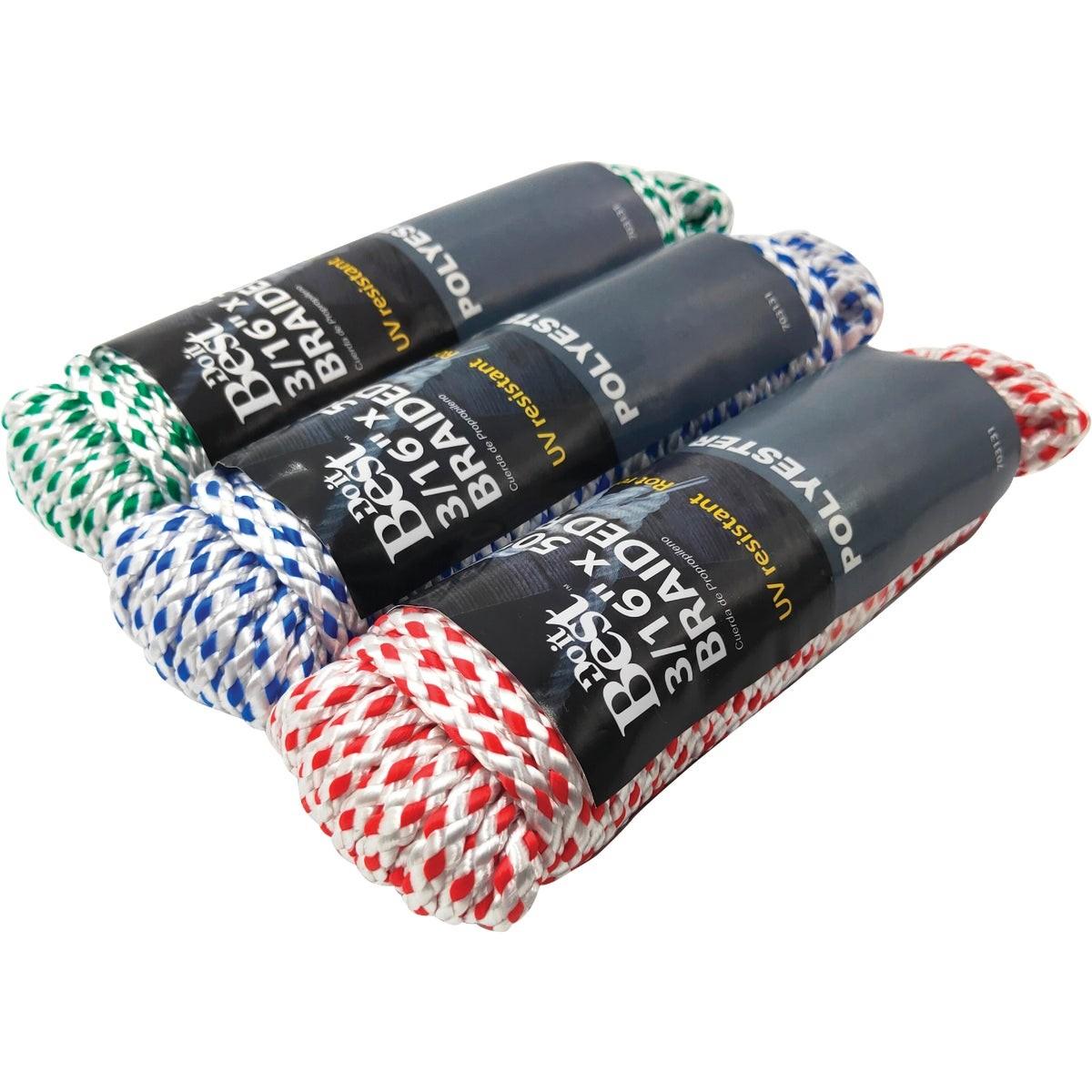 3/16 In. x 50 Ft. Assorted Colors Diamond Braided Polyester Packaged Rope