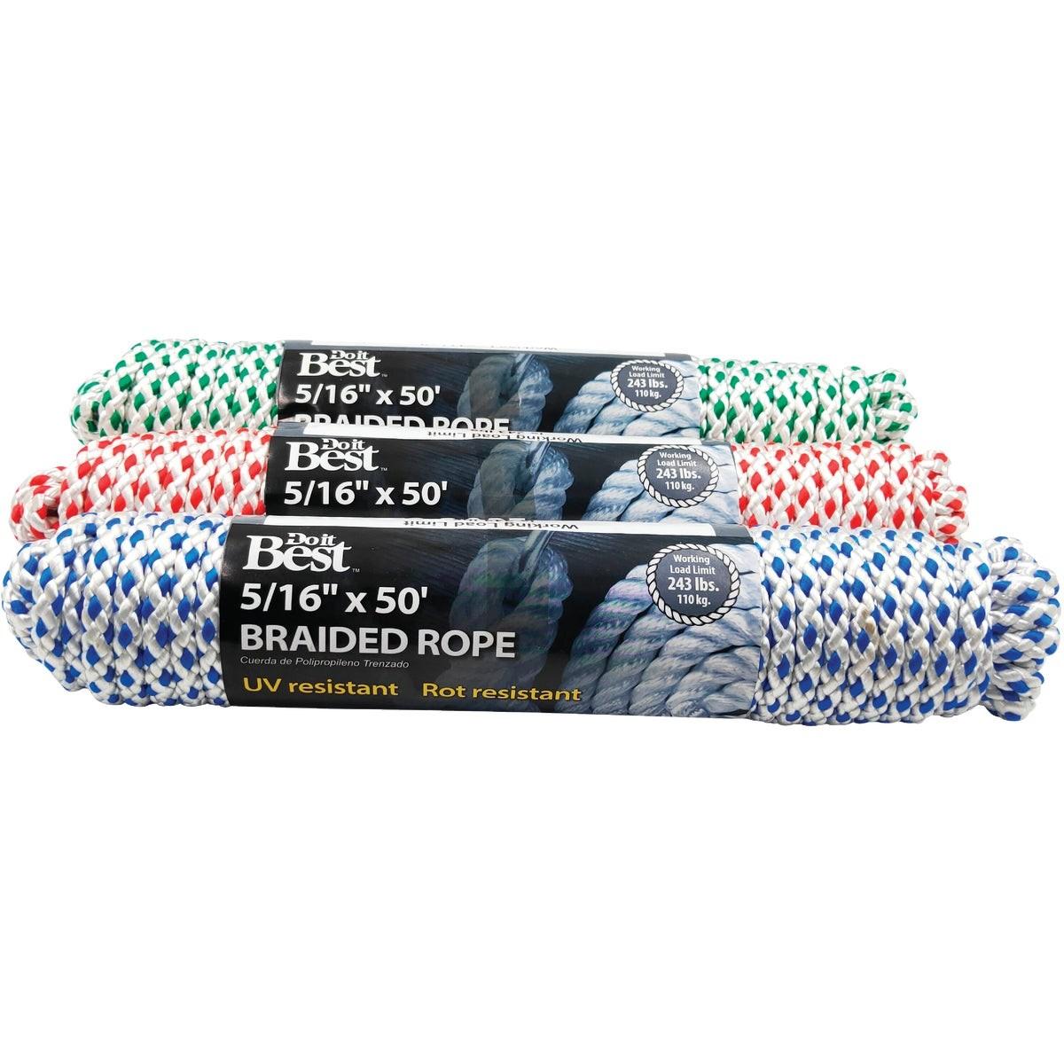 5/16 In. x 50 Ft. Assorted Colors Diamond Braided Polyester Packaged Rope