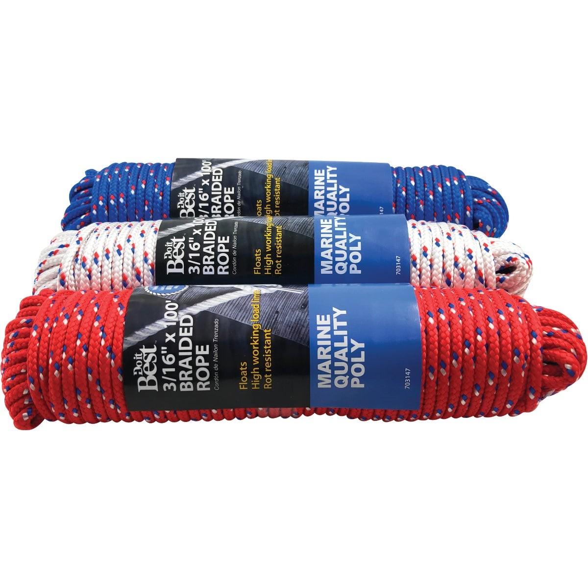 3/16 In. x 100 Ft. Assorted Colors Diamond Braided Polypropylene Packaged Rope