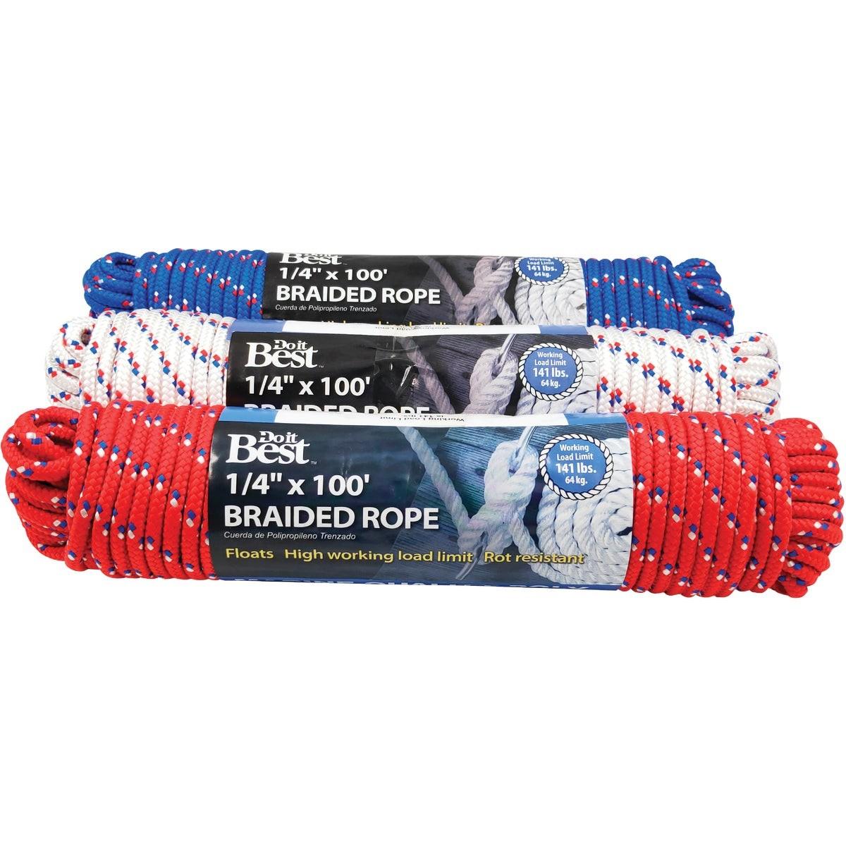 1/4 In. x 100 Ft. Assorted Colors Diamond Braided Polypropylene Packaged Rope