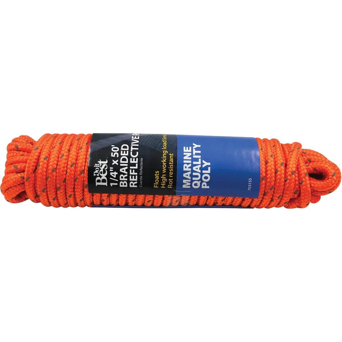 1/4 In. x 50 Ft. Orange Braided Reflective Polypropylene Packaged Rope