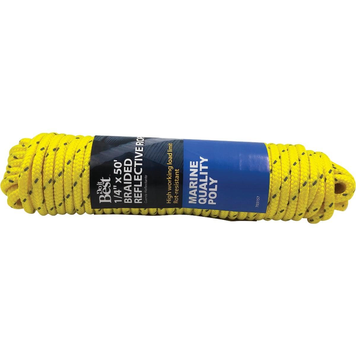 1/4 In. x 50 Ft. Yellow Braided Reflective Polypropylene Packaged Rope