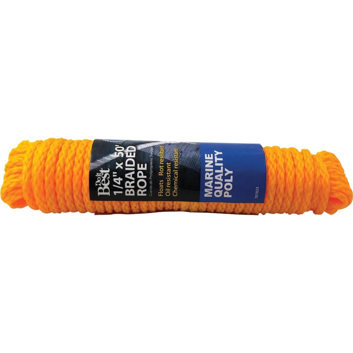 1/4 In. x 50 Ft. Yellow Braided Polypropylene Packaged Rope