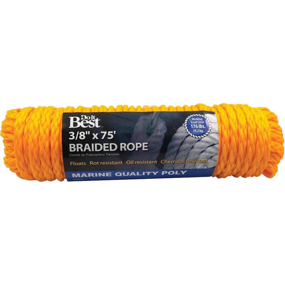 3/8 In. x 75 Ft. Yellow Braided Polypropylene Packaged Rope