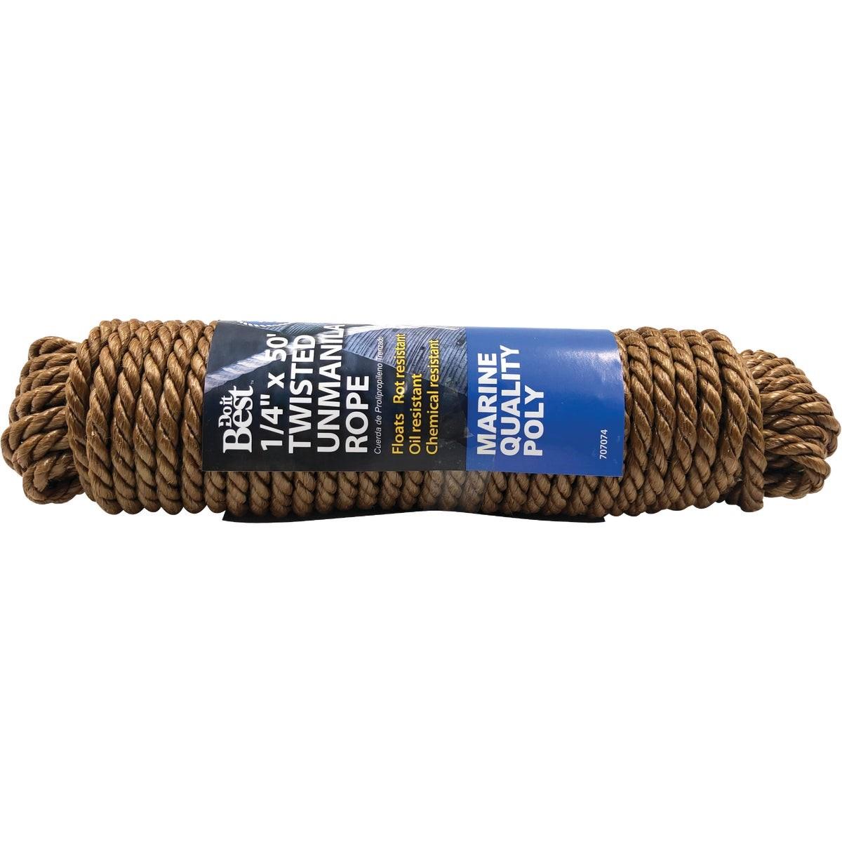 1/4 In. x 50 Ft. Natural Twisted Unmanila Polypropylene Packaged Rope