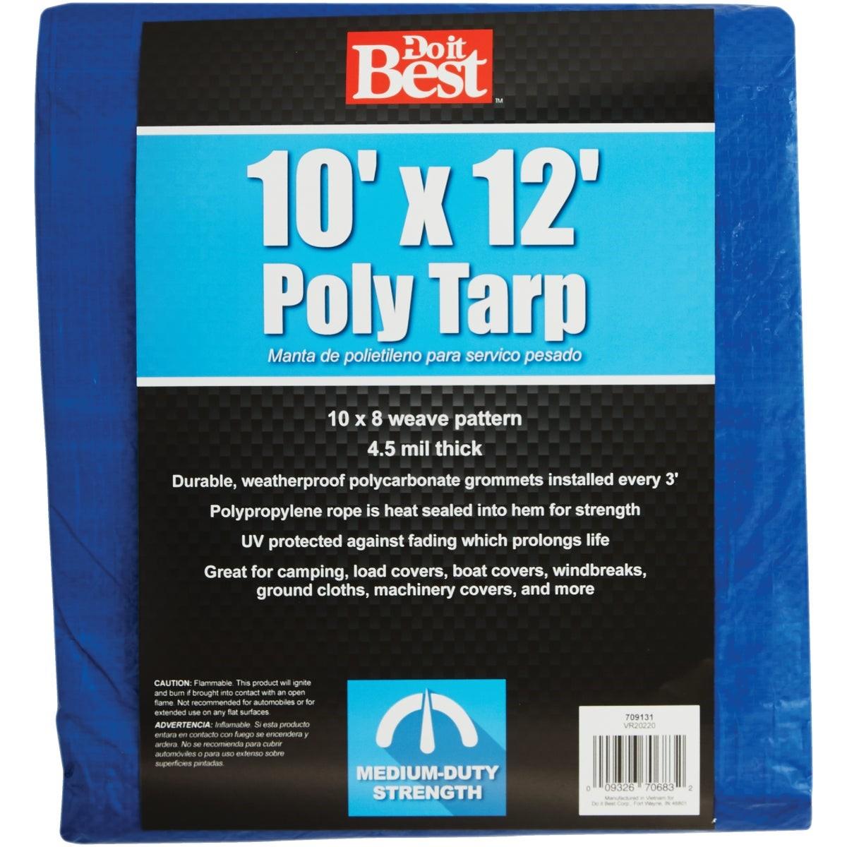 Blue Woven 10 Ft. x 12 Ft. Medium Duty Poly Tarp