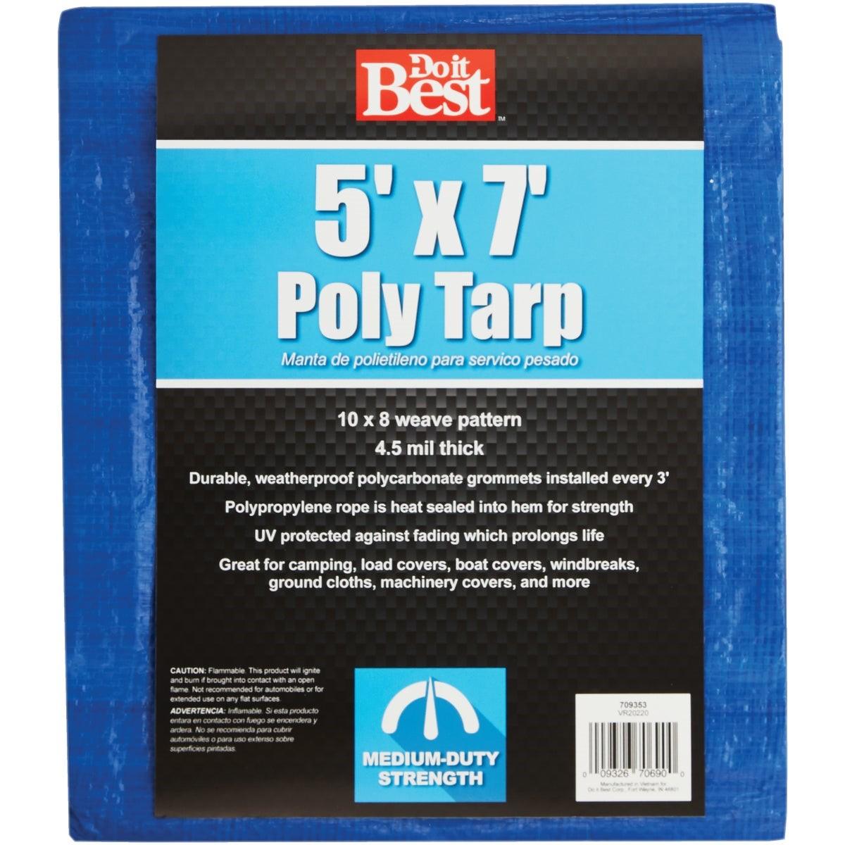 Blue Woven 5 Ft. x 7 Ft. Medium Duty Poly Tarp