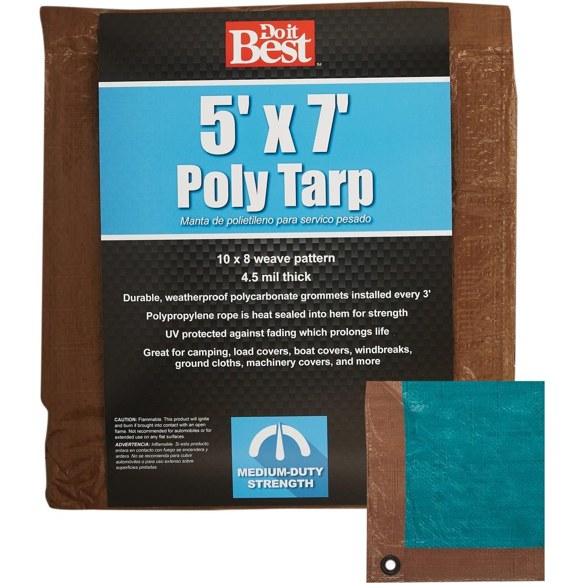 1 Side Green/1 Side Brown Woven 5 Ft. x 7 Ft. Medium Duty Poly Tarp