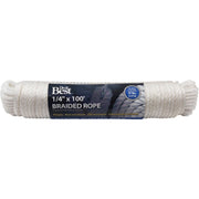 1/4 In. x 100 Ft. White Solid Braided Polypropylene Packaged Rope