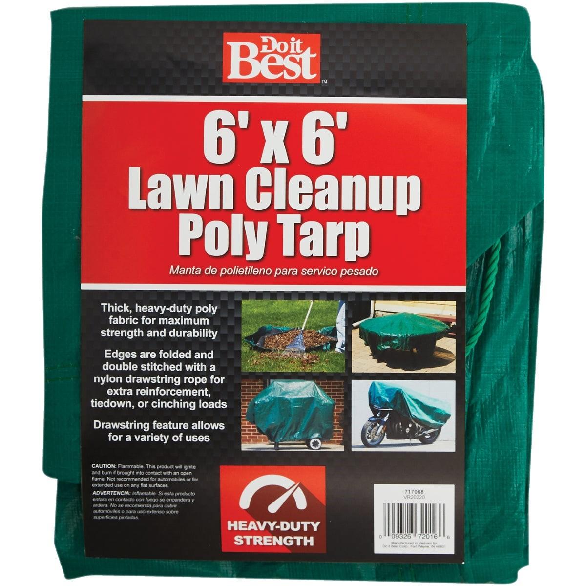 6 Ft. x 6 Ft. Poly Fabric Green Lawn Cleanup Tarp