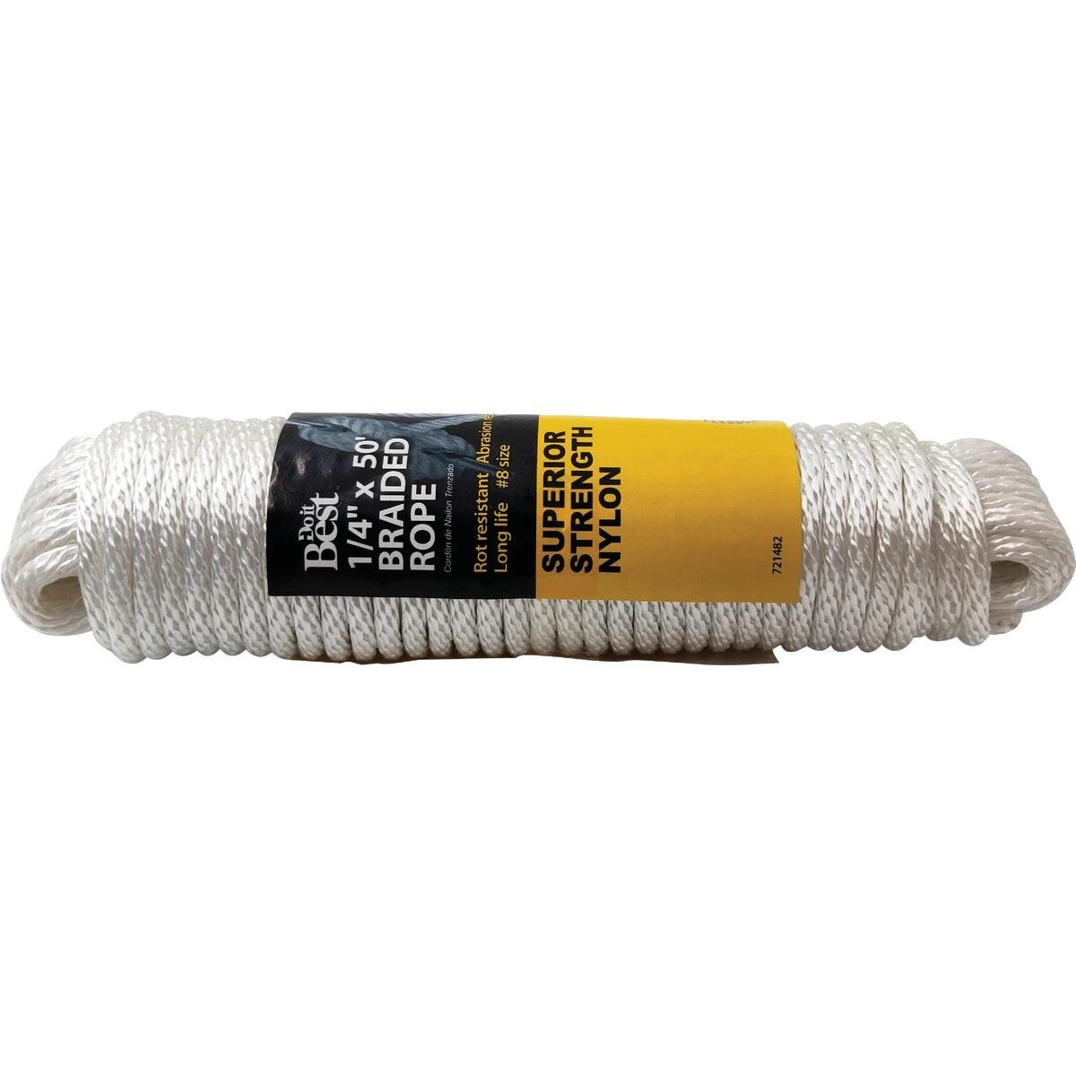 1/4 In. x 50 Ft. White Braided Nylon Packaged Rope