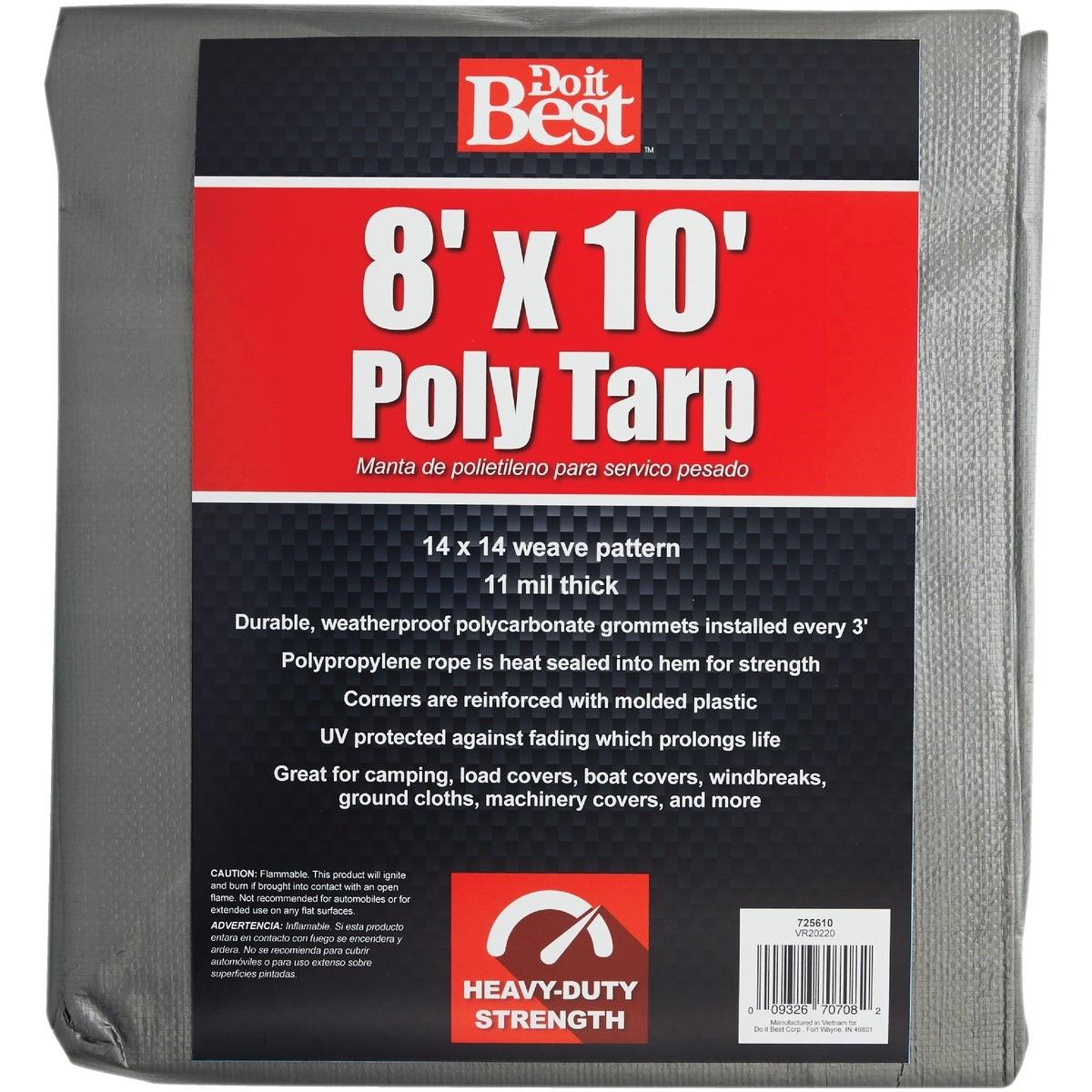 Silver Woven 8 Ft. x 10 Ft. Heavy Duty Poly Tarp