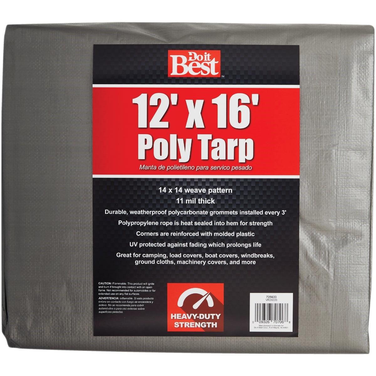 Silver Woven 12 Ft. x 16 Ft. Heavy Duty Poly Tarp