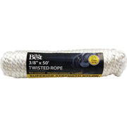 3/8 In. x 50 Ft. White Twisted Nylon Packaged Rope