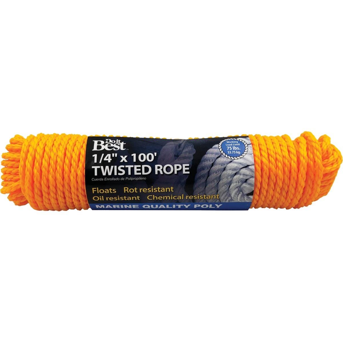 1/4 In. x 100 Ft. Yellow Twisted Polypropylene Packaged Rope