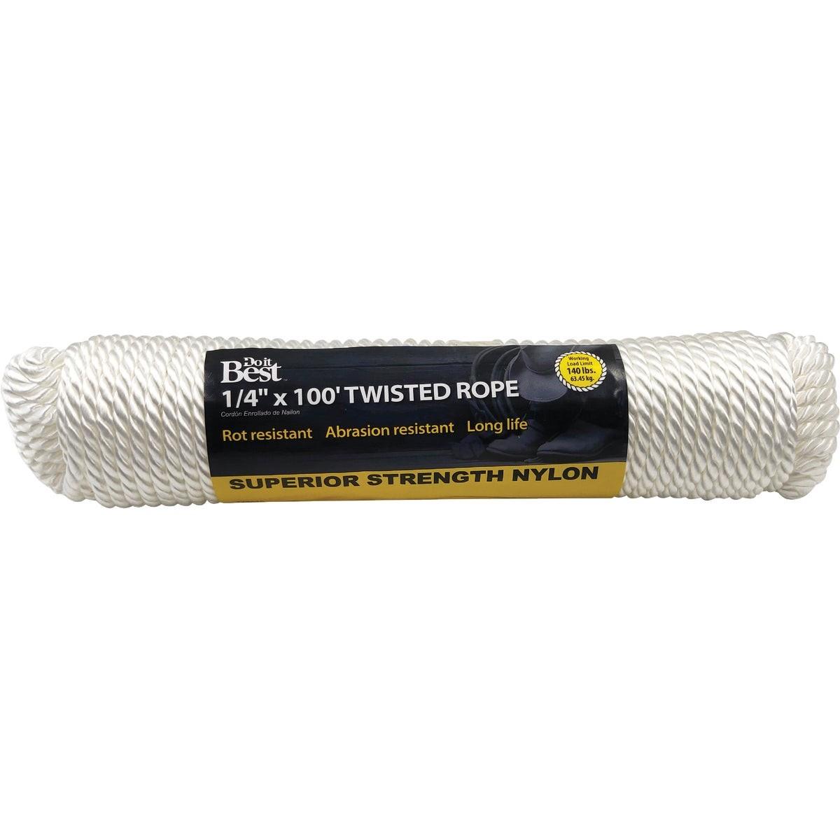 1/4 In. x 100 Ft. White Twisted Nylon Packaged Rope