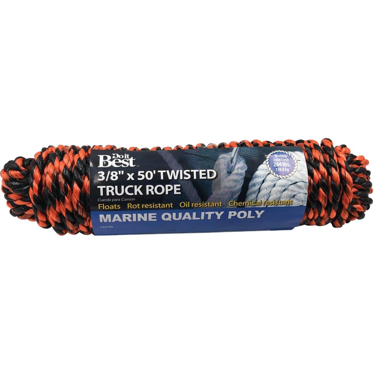 3/8 In. x 50 Ft. Orange & Black Truck Polypropylene Packaged Rope