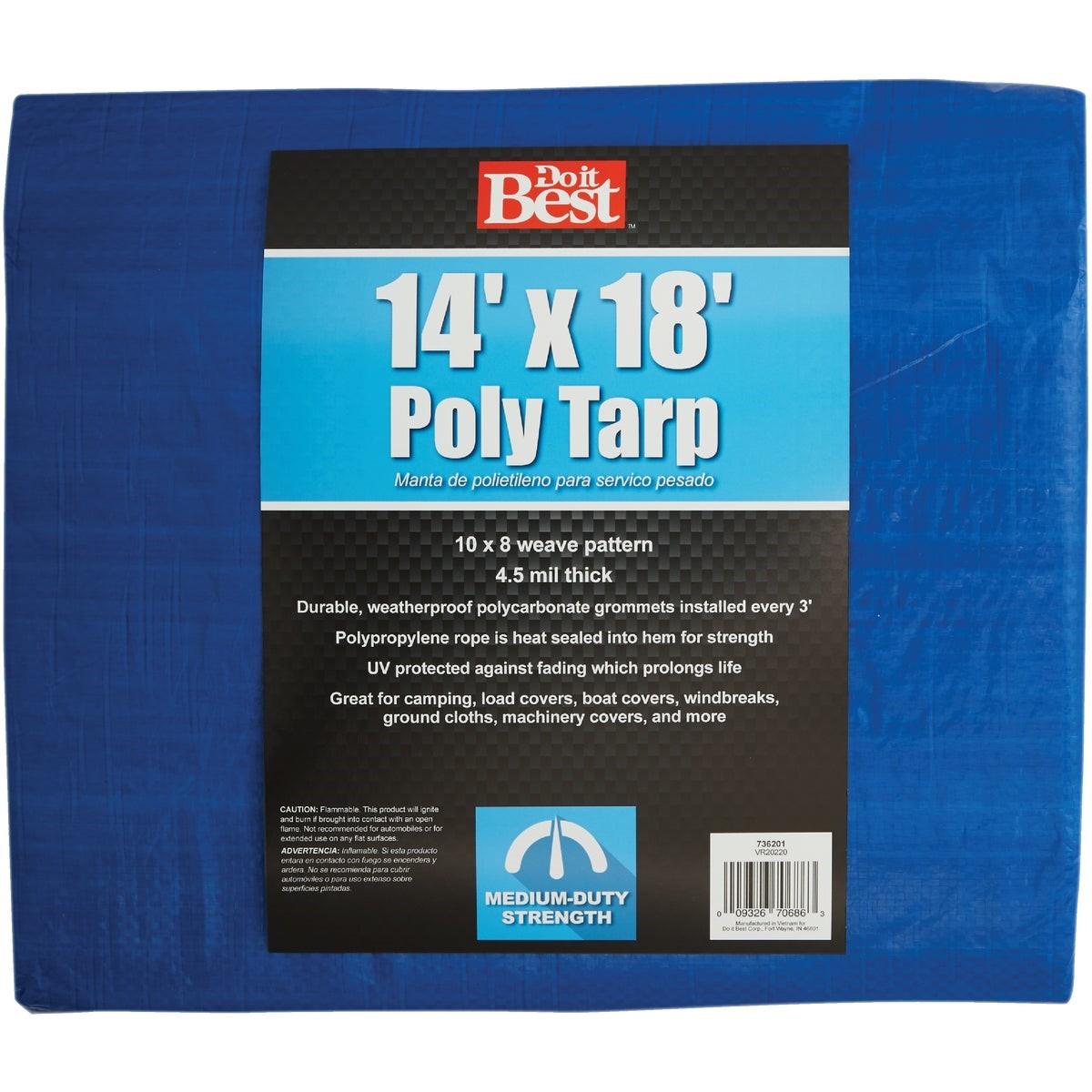 Blue Woven 14 Ft. x 18 Ft. Medium Duty Poly Tarp